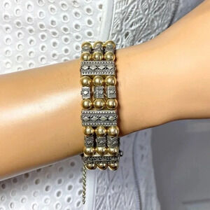 Azriel David Sterling Silver Gold Bead Accent One Of A Kind Boho Bracelet